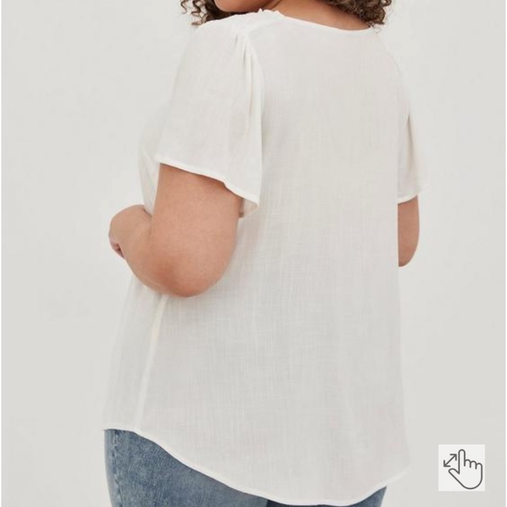 Torrid Rayon Slub Button-Front Flutter Sleeve Top - image 5